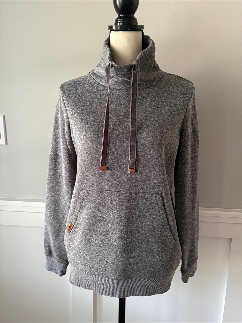 Roxy Heather Gray Funnel Neck Hoodie